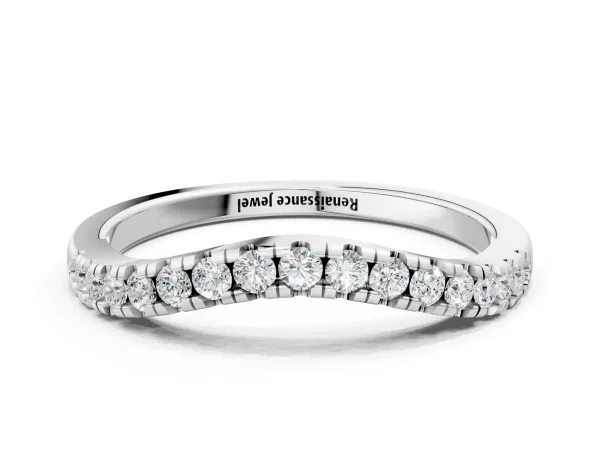 Diamond Pavé Curved Wedding Band Platinum