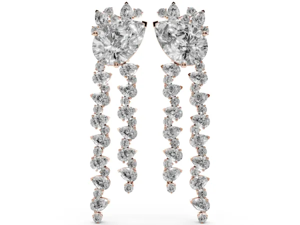 Pear Diamond Drop Earrings with Trilliant Diamond Cascades Rose gold