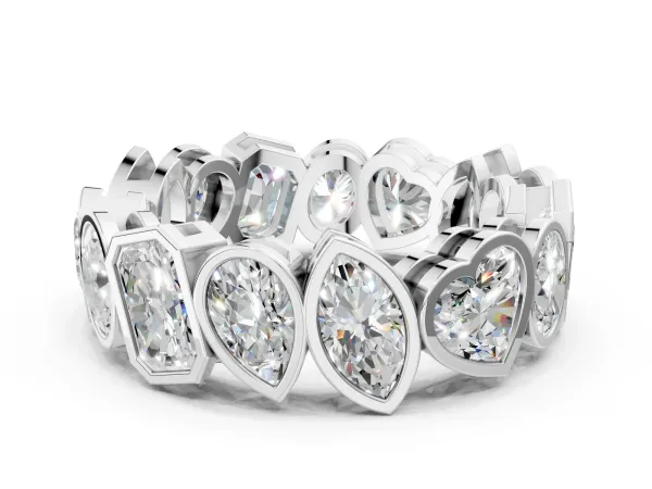 Mixed Shape Diamond Bezel Set Eternity Wedding Band Platinum