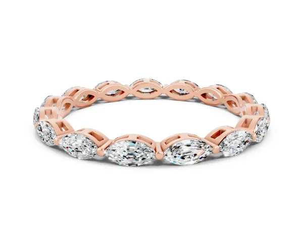 Marquise Moissanite Eternity Band with U-Prong Setting Rose gold