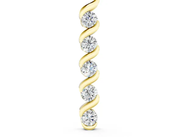 Round Diamond Spiral Prong Pendant Yellow gold