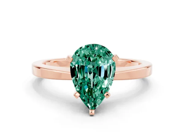 Pear Cut Green Sapphire Solitaire Engagement Ring with Classic Band and Four-Prong Setting Rose gold