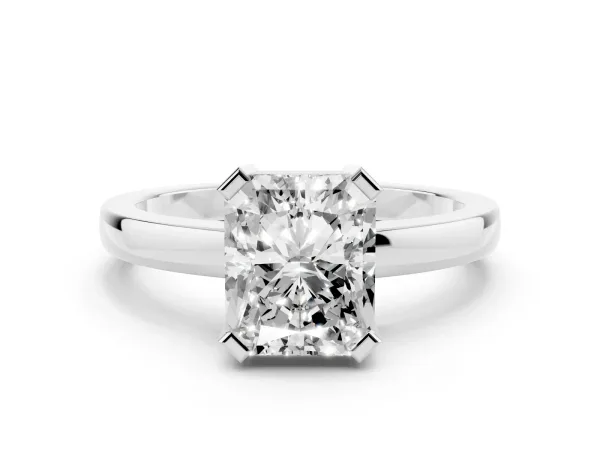 Radiant Cut Cut Solitaire Ring with Four-Prong Setting and Classic Band White gold