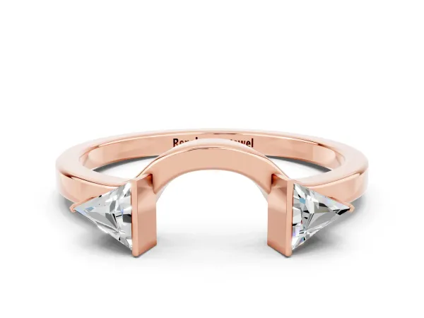 Trillion Moissanite Open Band Ring with Bezel Setting Rose gold