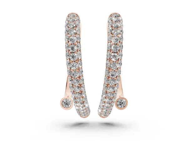 Round Diamond Vega Bypass Hoop Earrings Rose gold