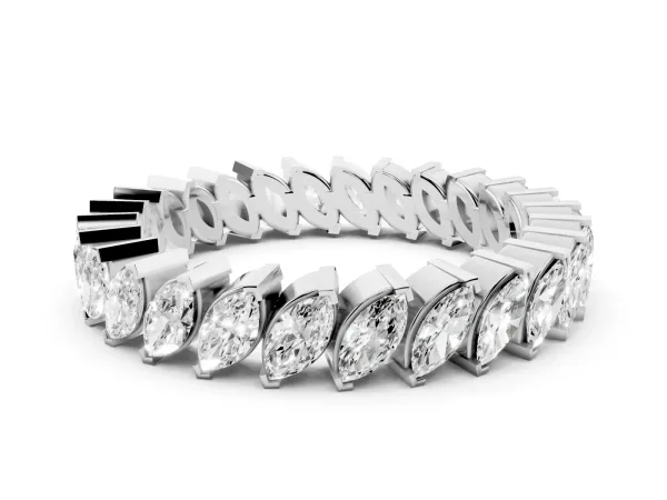 Marquise Diamond Shared Prong Full Eternity Band Platinum