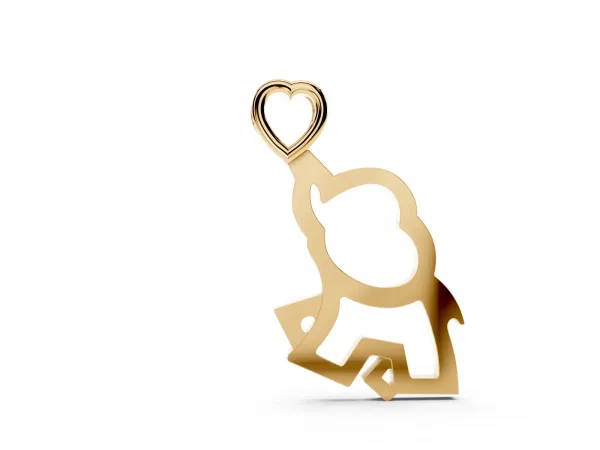 Silver Elephant Heart Pendant Yellow gold