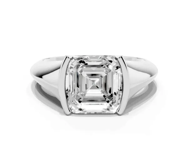 Asscher Cut Solitaire Tension Set Diamond Ring Platinum