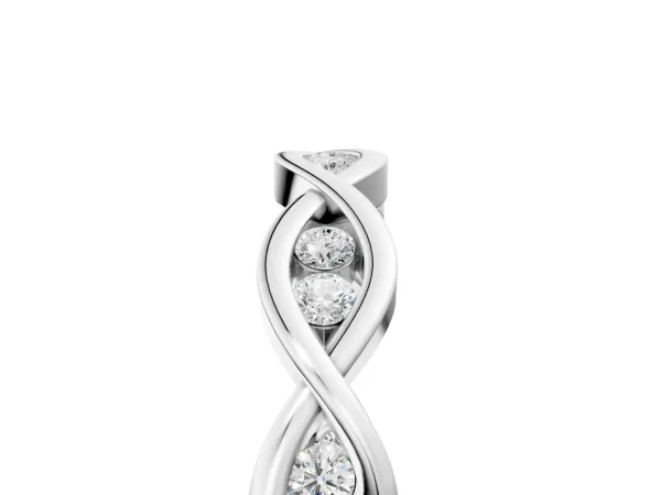 Round Diamond Twist Eternity Band with Bezel Setting White gold