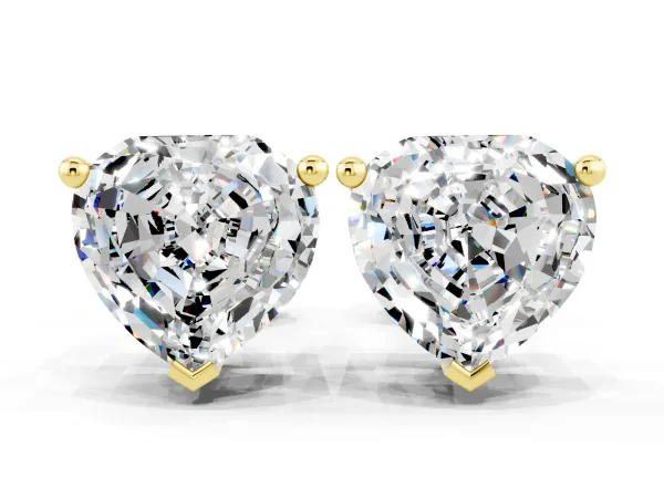 Heart Cut Moissanite Stud Earrings Yellow gold