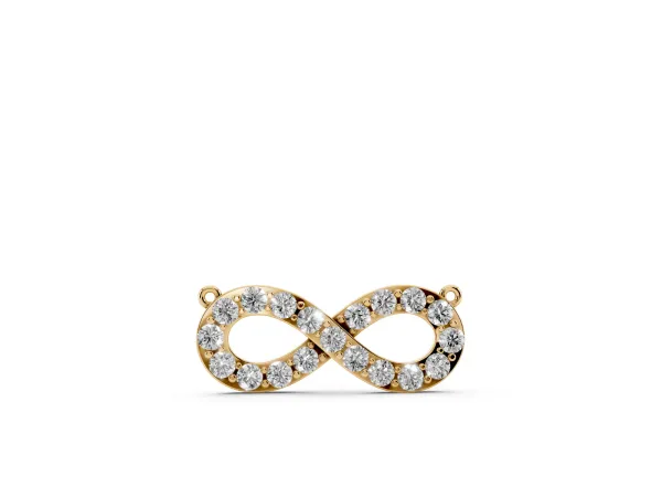 Infinity Pendant with Round Cut Diamonds in Pavé Setting Yellow gold