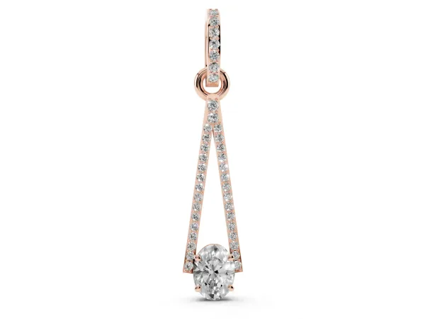 Round Diamond V-Prong Pavé Pendant Rose gold