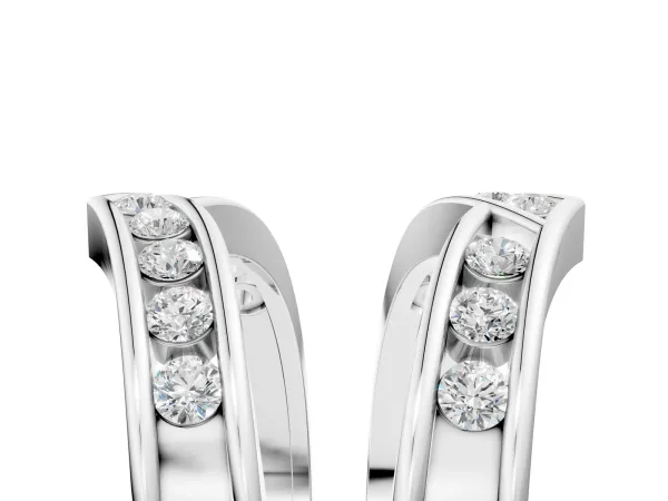 Round Diamond Channel-Set Chevron Band Platinum