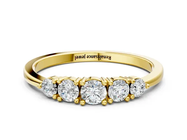 Round Brilliant Diamond Half-Eternity Band with Prong Setting Yellow gold