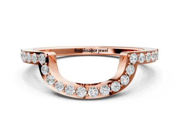 U-Shaped Pavé Round Diamond Contour Band Rose gold