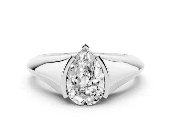 Pear Cut Solitaire Tension Set Diamond Ring White gold