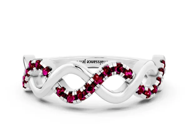 Twist Infinity Round Garnet Band with Pavé Setting Platinum