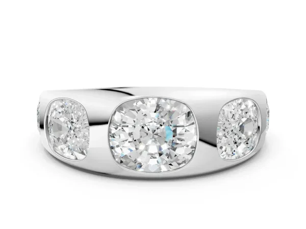 Graduated Cushion Diamond Five-Stone Mens Band Platinum