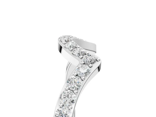 Curved Pave Round Diamond Contour Band with Shared Prong Setting Platinum