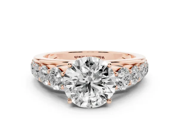 Round Cut Brilliant Diamond Pavé Band with Six-Prong Setting Rose gold