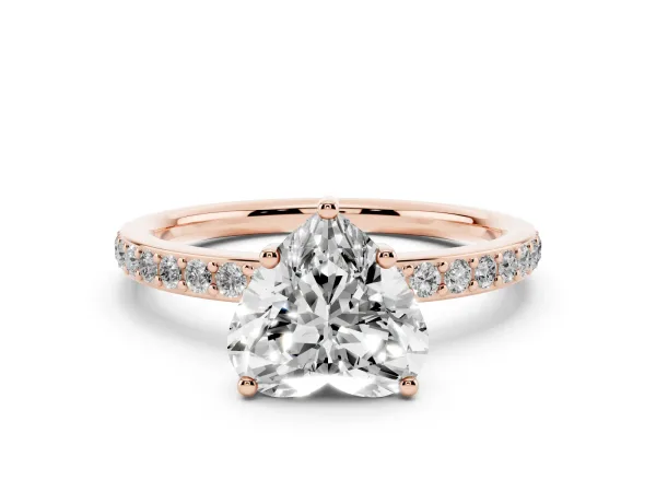 Heart Cut Cut Diamond Pavé Band Ring with Four-Prong Setting Rose gold