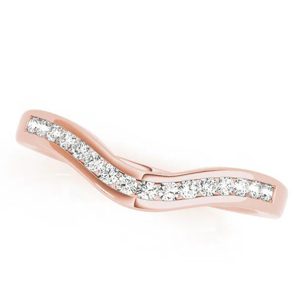 Pavé Round Diamond Curved Band with Channel Setting Rose gold