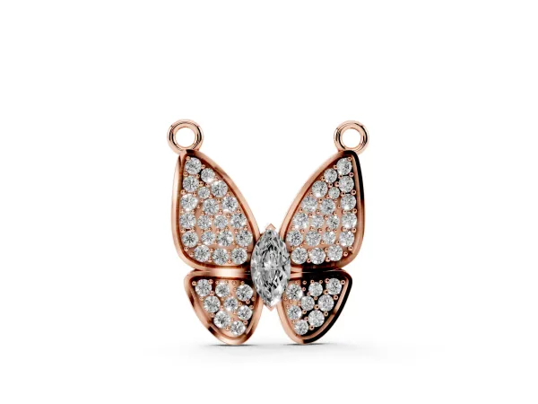 Pavé Oval Prong Butterfly Pendant Rose gold