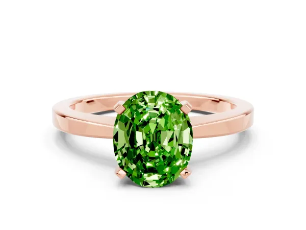 Oval Cut Peridot Solitaire Engagement Ring with Classic Band and Four-Prong Setting Rose gold