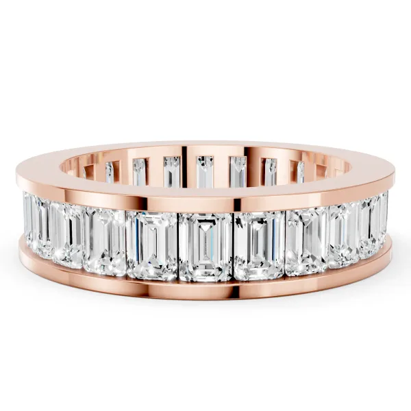 emerald Cut eternity band with channel set Rose gold