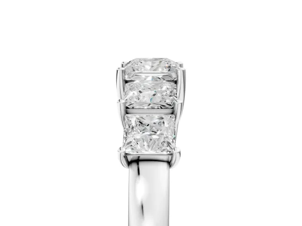 Princess Cut Five-Stone Diamond Ring with Classic Prong Setting White gold