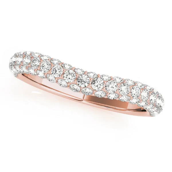 Three-Row Round Diamond Pavé Eternity Band with Shared Prong Setting Rose gold