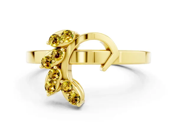 Marquise Yellow Sapphire Cluster Bypass Ring with Prong Setting Yellow gold