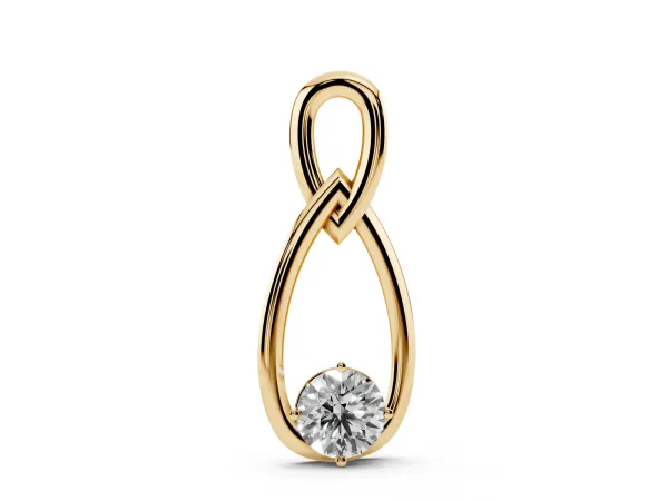 Round Solitaire Bezel Infinity Pendant Yellow gold