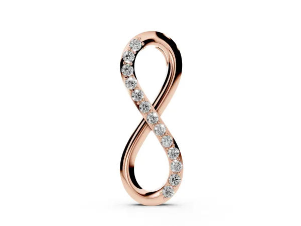 Infinity Pendant with Round Brilliant Diamonds in Pavé Setting Rose gold