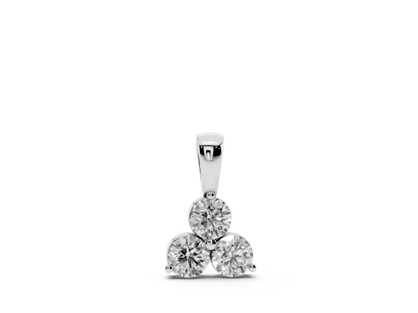 Triangular Cluster Round Diamond Prong Pendant White gold
