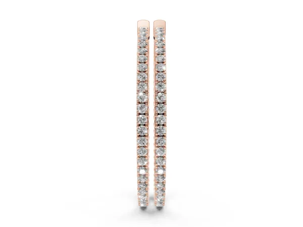Round Cut Pave Diamond Hoop Earrings with Prong Setting Rose gold