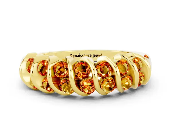 Channel Set Round Citrine Multi-Row Band Yellow gold