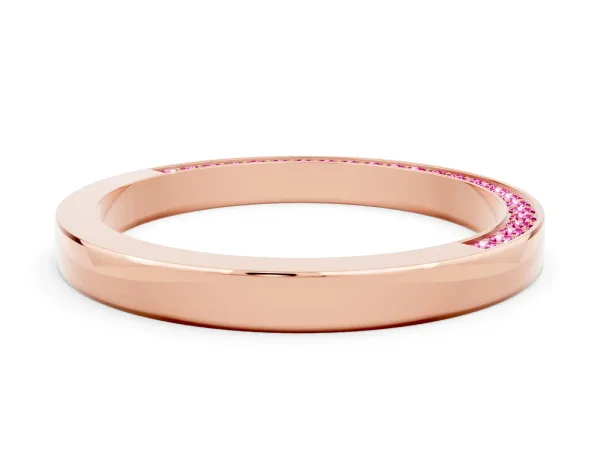 Pavé Round Pink Sapphire Channel Set Band Rose gold