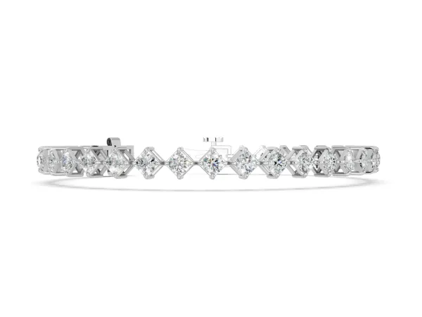 Princess Cut Diamond Tennis Bracelet with Square Prong Setting White gold