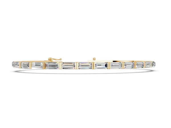 Baguette Cut Diamond Bar Set Tennis Bracelet Yellow gold