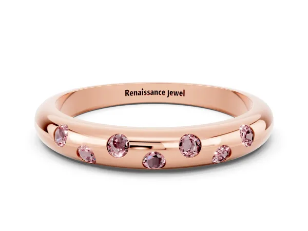 Round Morganite Flush-Set Comfort Fit Band Rose gold