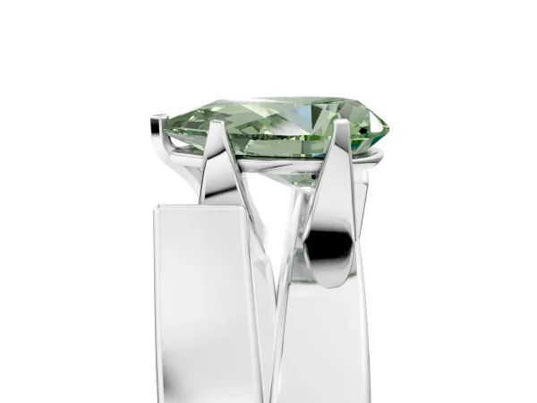 Fancy Green Modern Tension Set Pear Cut Diamond Solitaire Wide Band Ring Platinum