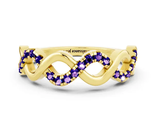 Twist Infinity Round Tanzanite Band with Pavé Setting Yellow gold