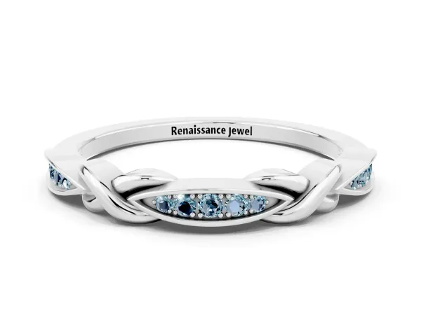 Twisted Marquise Aquamarine Pavé Band with Shared Prong Setting Platinum