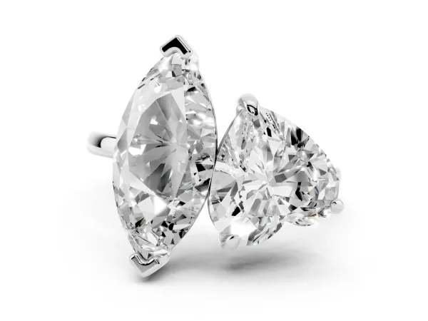 Heart and Marquise Toi Moi Ring with Prong Setting and Micro Pave Band Platinum