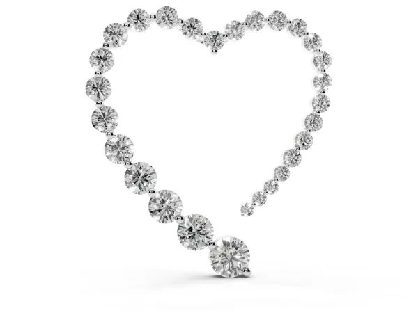 Round Diamond Heart Pendant with Prong Setting White gold