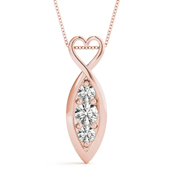 Infinity Heart Pendant with Round Diamond Prong Setting Rose gold