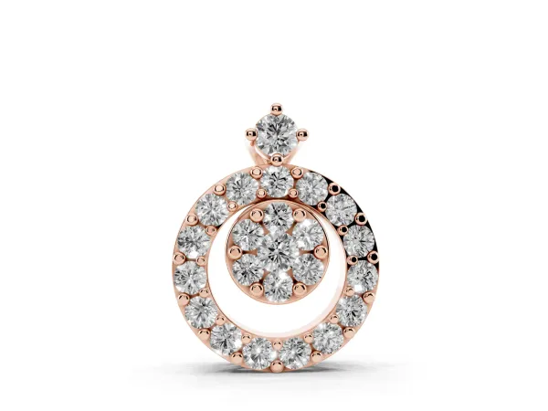 Round Halo Pavé Diamond Pendant with Four-Prong Setting Rose gold