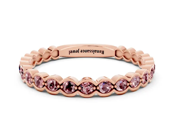 Round Morganite Bezel Set Eternity Band Rose gold