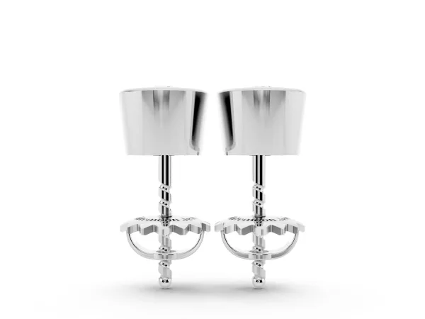 Bezel Set Round Diamond Stud Earrings with Push Back Silver